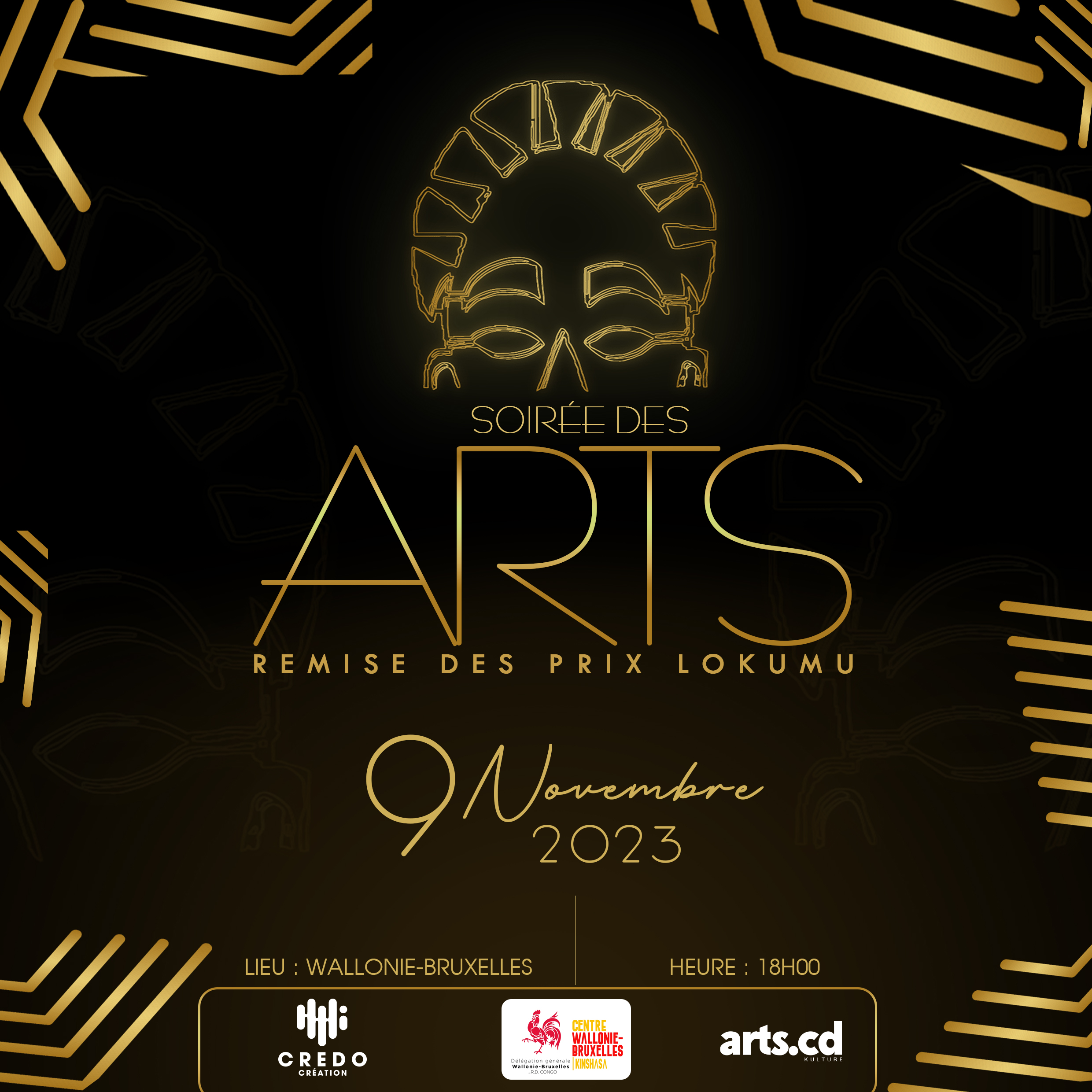 Soirée des arts, Prix LOKUMU Arts.cd, fixé le 9 novembre au Centre Wallonie-Bruxelles