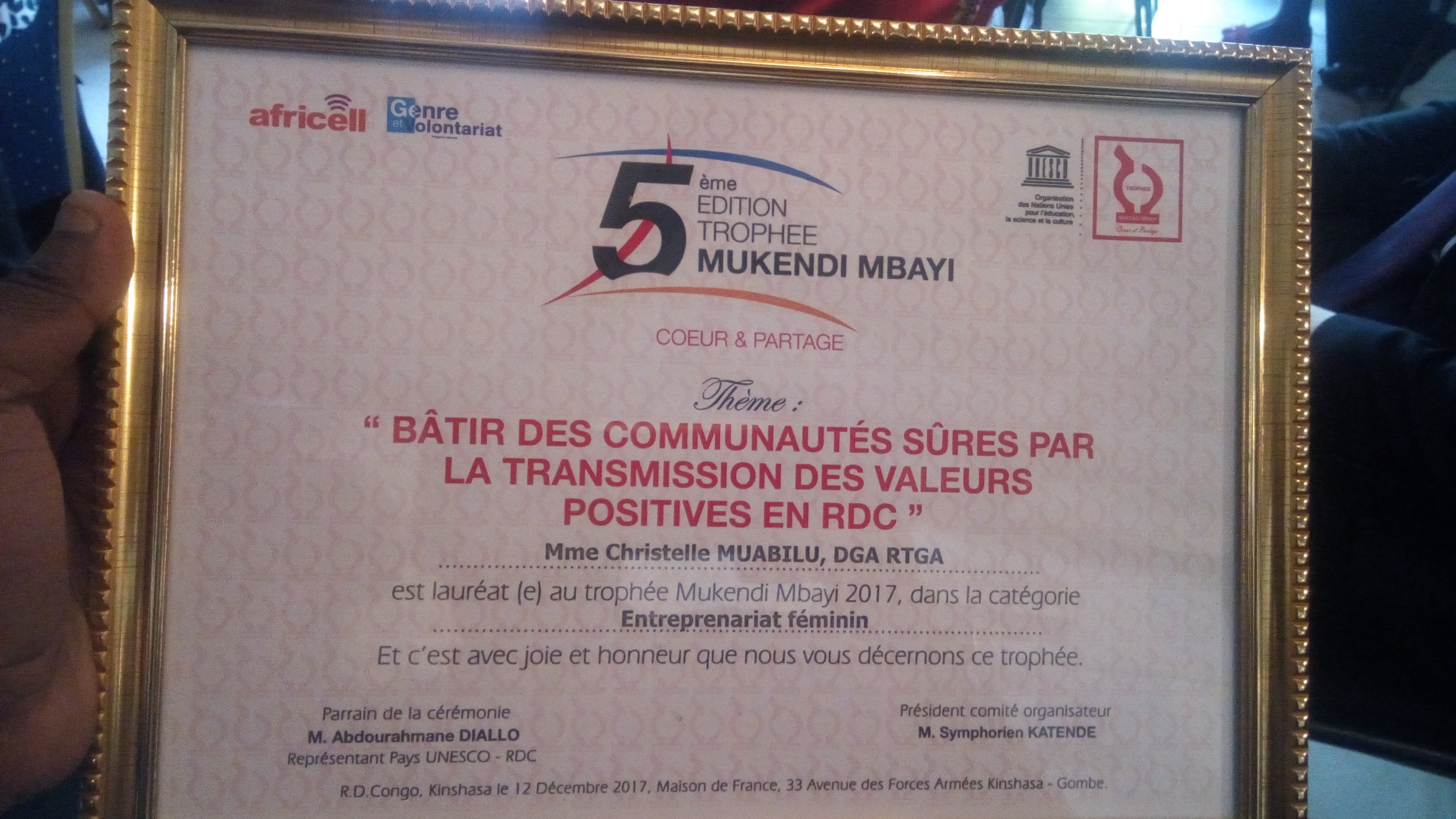 Trophée Mukendi Mbayi 5: Bâtir des communautés sur les valeurs positives