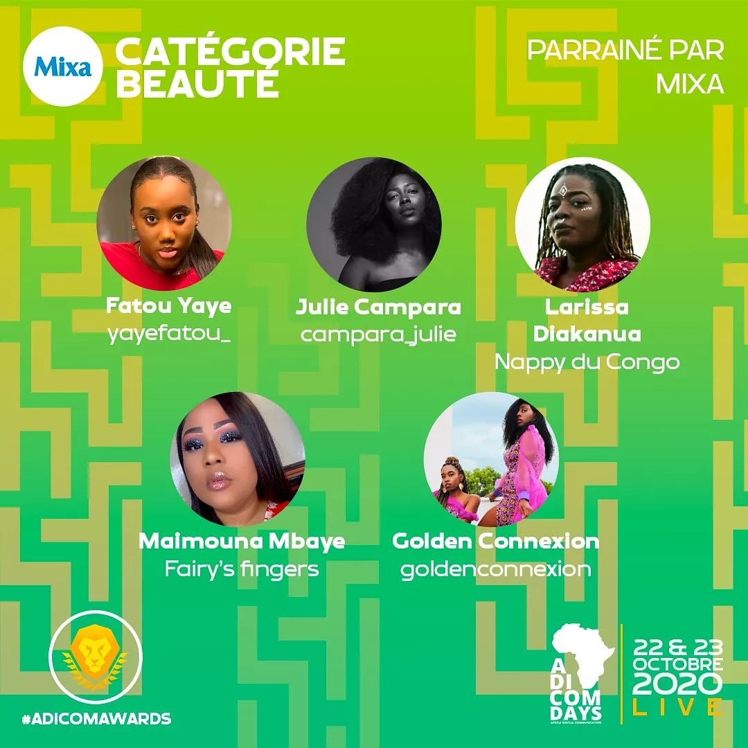 Adicomawards : Larissa Diakanua dans le top 5 de la catégorie Beauté !
