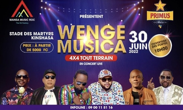 Voici l’affiche du concert  de Wenge Musica 4X4 au Stade des martyrs!