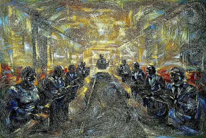 « Conseil des ministres » la toile de Georges Assani collectionnée par le gouvernement congolais